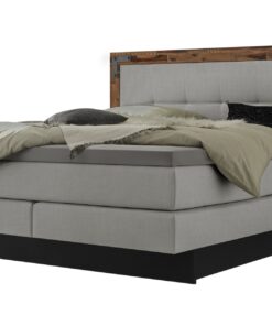 Lit boxspring incl. espace de rangement Nevada Hasena 140x200 cm Gris / Brun