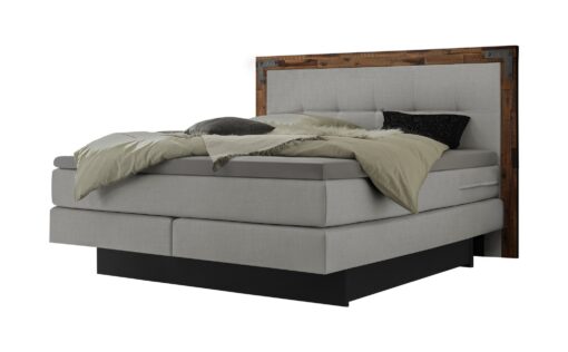 Lit boxspring incl. espace de rangement Nevada Hasena 140x200 cm Gris / Brun