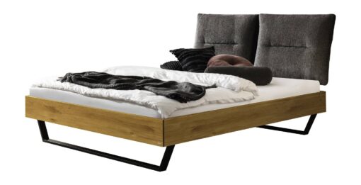 Lit Totti Hasena Chêne bois massif 751-Fusio anthracit 140x200 cm Anthracite / Brun