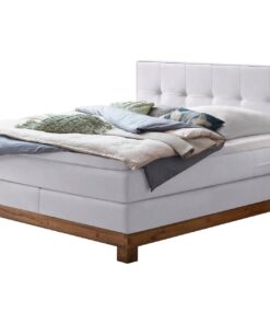 Lit boxspring Finca Hasena 140x200 cm Blanc / Brun