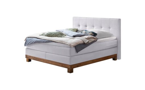 Lit boxspring Finca Hasena 140x200 cm Blanc / Brun