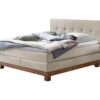 Lit boxspring Finca Hasena 140x200 cm Beige / Brun