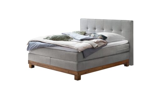 Lit boxspring Finca Hasena 140x200 cm Gris / Brun