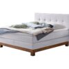 Lit boxspring Finca Hasena 160x200 cm Blanc / Brun