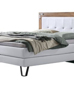 Lit boxspring Oakland Hasena 140x200 cm Gris / Blanc / Brun