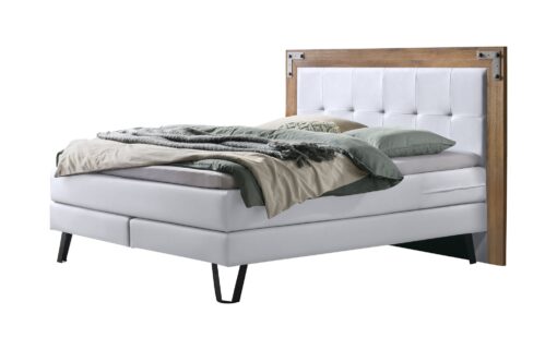 Lit boxspring Oakland Hasena 140x200 cm Gris / Blanc / Brun