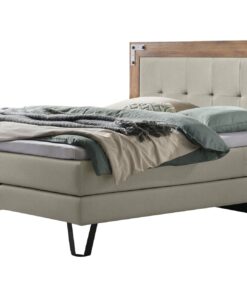 Lit boxspring Oakland Hasena 140x200 cm Gris / Beige / Brun