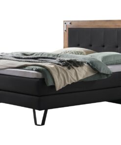 Lit boxspring Oakland Hasena 140x200 cm Gris / Anthracite / Brun