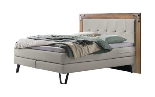 Lit boxspring Oakland Hasena 140x200 cm Gris / Brun