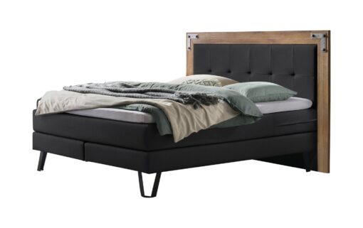 Lit boxspring Oakland Hasena 160x200 cm Gris / Anthracite / Brun