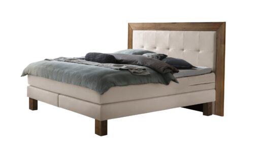 Lit boxspring Rustico Hasena 140x200 cm Beige / Brun