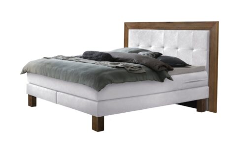 Lit boxspring Rustico Hasena 160x200 cm Blanc / Brun