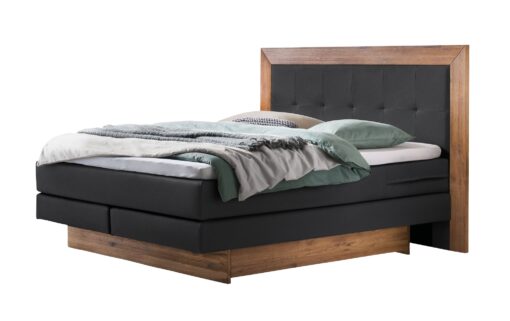 Lit boxspring incl. espace de rangement Texas Hasena 140x200 cm Anthracite / Brun