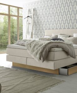 Lit boxspring incl. espace de rangement Denver Hasena 140x200 cm Beige / Brun_1