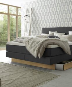 Lit boxspring incl. espace de rangement Denver Hasena 140x200 cm Anthracite / Brun_1