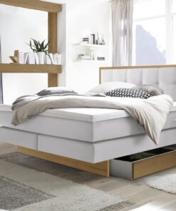 Lit boxspring incl. espace de rangement Ottawa Hasena 140x200 cm Blanc / Brun_1