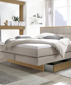 Lit boxspring incl. espace de rangement Ottawa Hasena 140x200 cm Beige / Brun_1