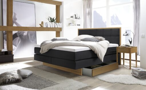 Lit boxspring incl. espace de rangement Ottawa Hasena 140x200 cm Anthracite / Brun_1