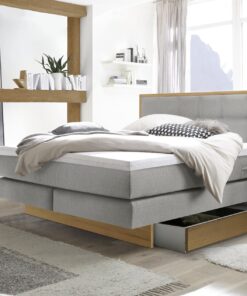 Lit boxspring incl. espace de rangement Ottawa Hasena 140x200 cm Gris / Brun_1