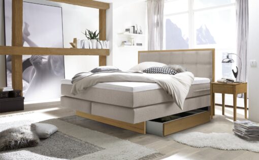 Lit boxspring incl. espace de rangement Ottawa Hasena 180x200 cm Beige / Brun_1