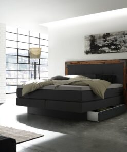 Lit boxspring incl. espace de rangement Nevada Hasena 140x200 cm Anthracite / Brun_1