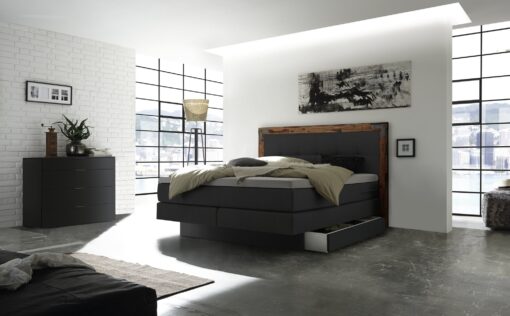 Lit boxspring incl. espace de rangement Nevada Hasena 140x200 cm Anthracite / Brun_1