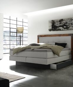 Lit boxspring incl. espace de rangement Nevada Hasena 140x200 cm Gris / Brun_1