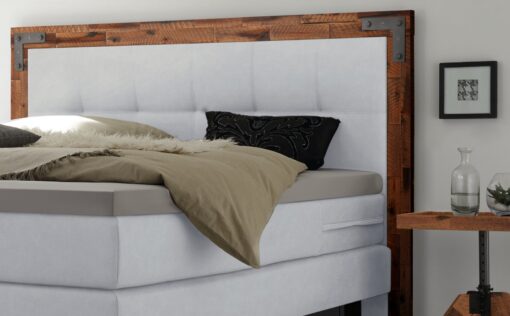 Lit boxspring incl. espace de rangement Nevada Hasena 140x200 cm Blanc / Brun_2