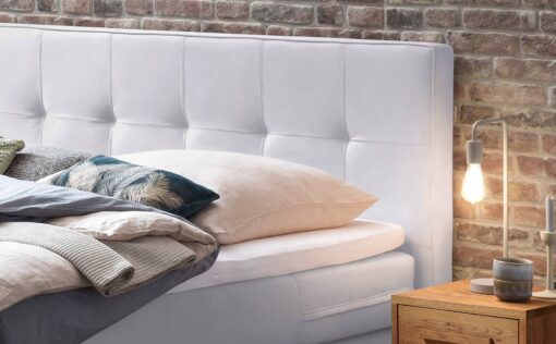 Lit boxspring Finca Hasena 140x200 cm Blanc / Brun_2