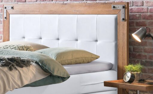 Lit boxspring Oakland Hasena 140x200 cm Gris / Blanc / Brun_2