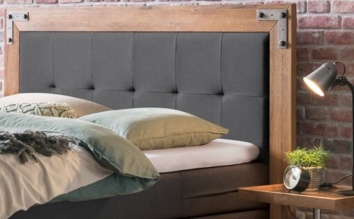 Lit boxspring Oakland Hasena 140x200 cm Gris / Anthracite / Brun_2