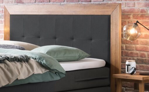 Lit boxspring incl. espace de rangement Texas Hasena 140x200 cm Anthracite / Brun_2