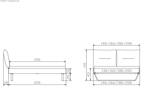 Lit Totti Hasena Chêne bois massif 751-Fusio anthracit 140x200 cm Anthracite / Brun_5