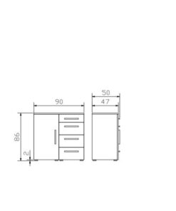  Commode Qunito Hasena Blanc / Brun