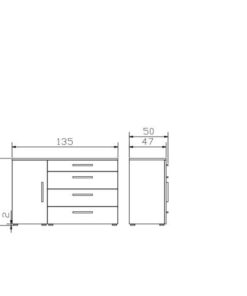  Commode Totrino Hasena Blanc / Brun