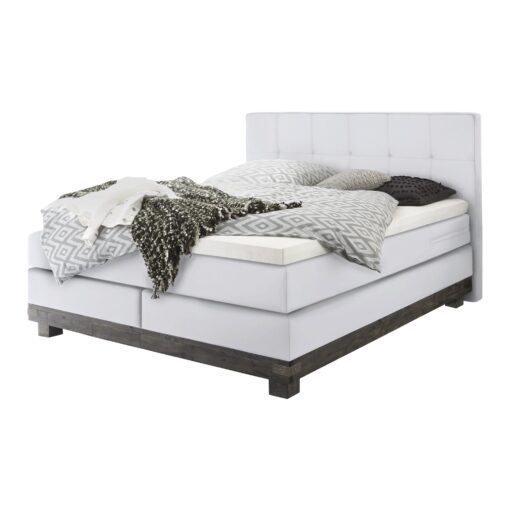 Lit boxspring Boston Hasena 160x200 cm Blanc / Gris