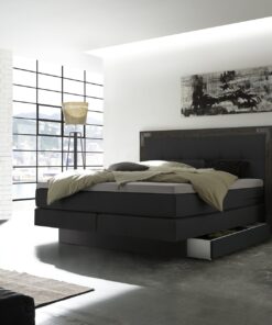 Lit boxspring incl. espace de rangement Nevada Hasena 140x200 cm Anthracite / Gris_1