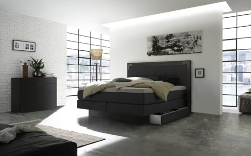 Lit boxspring incl. espace de rangement Nevada Hasena 140x200 cm Anthracite / Gris_1