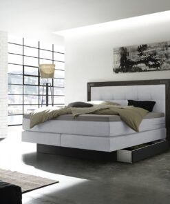 Lit boxspring incl. espace de rangement Nevada Hasena 140x200 cm Blanc / Gris_1