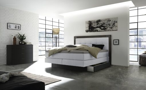 Lit boxspring incl. espace de rangement Nevada Hasena 160x200 cm Blanc / Gris_1