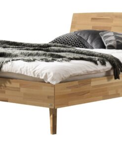 Lit Sambuco Hasena Hêtre coeur rouge bois massif 100x200 cm Brun