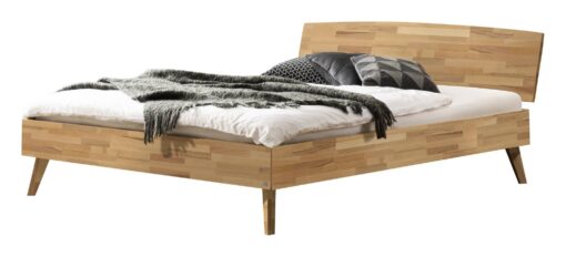 Lit Sambuco Hasena Hêtre coeur rouge bois massif 100x200 cm Brun