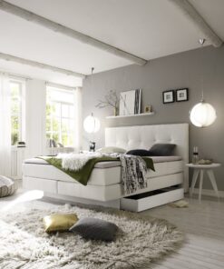 Lit boxspring incl. espace de rangement Miami Hasena 140x200 cm Blanc_1