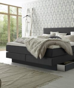 Lit boxspring incl. espace de rangement Denver Hasena 140x200 cm Anthracite_1