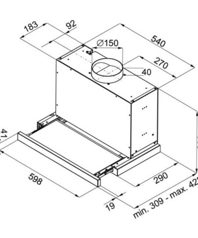 Hotte de ventilation en métal extra-plate SLIDE 60 N FORS