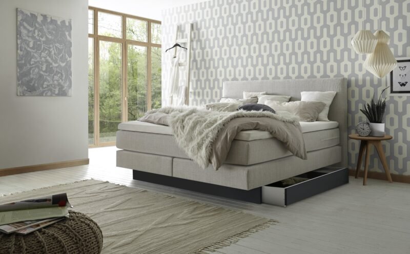 Lit boxspring incl. espace de rangement Denver Hasena 180x200 cm Gris / Anthracite – Image 2
