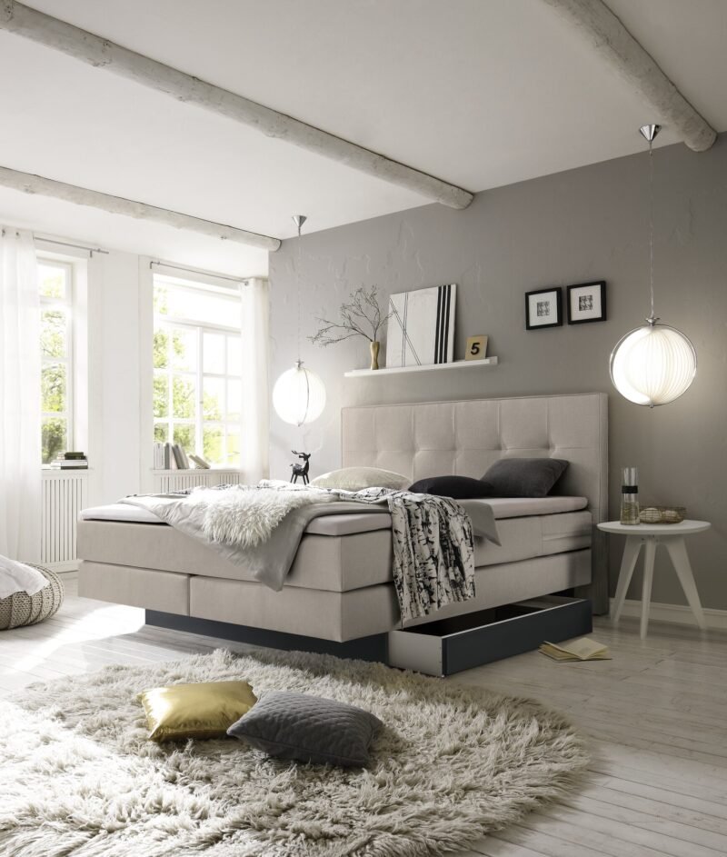 Lit boxspring incl. espace de rangement Miami Hasena 180x200 cm Beige / Anthracite – Image 2