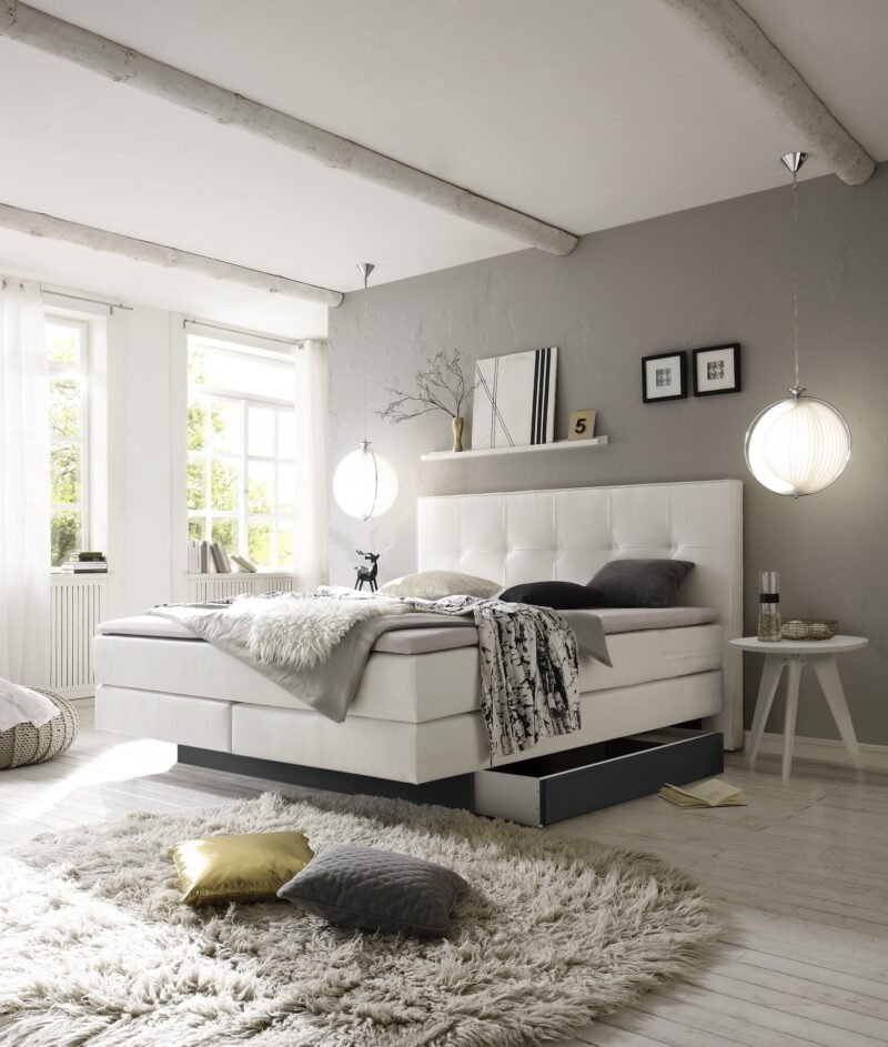 Boxspring bett inkl. stauraum Miami Hasena 140x200 cm Weiß / Anthrazit - Bild 2