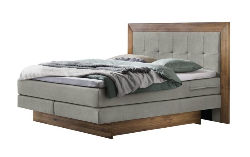 Lit boxspring incl. espace de rangement Texas Hasena 180x200 cm Gris / Brun