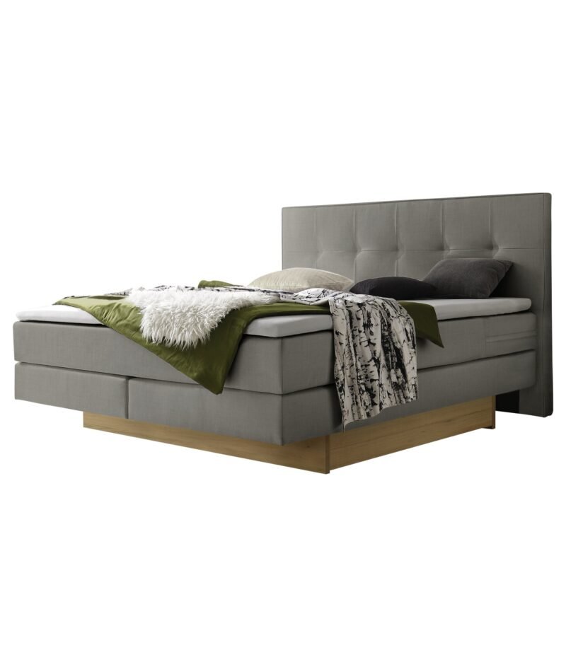 Lit boxspring incl. espace de rangement Miami Hasena 160x200 cm Gris / Brun